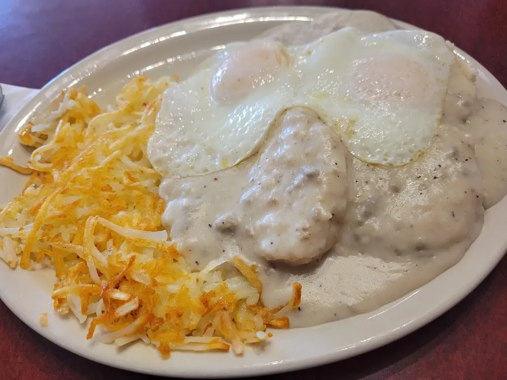 Biscuits and Gravy Hash Browns Eggs